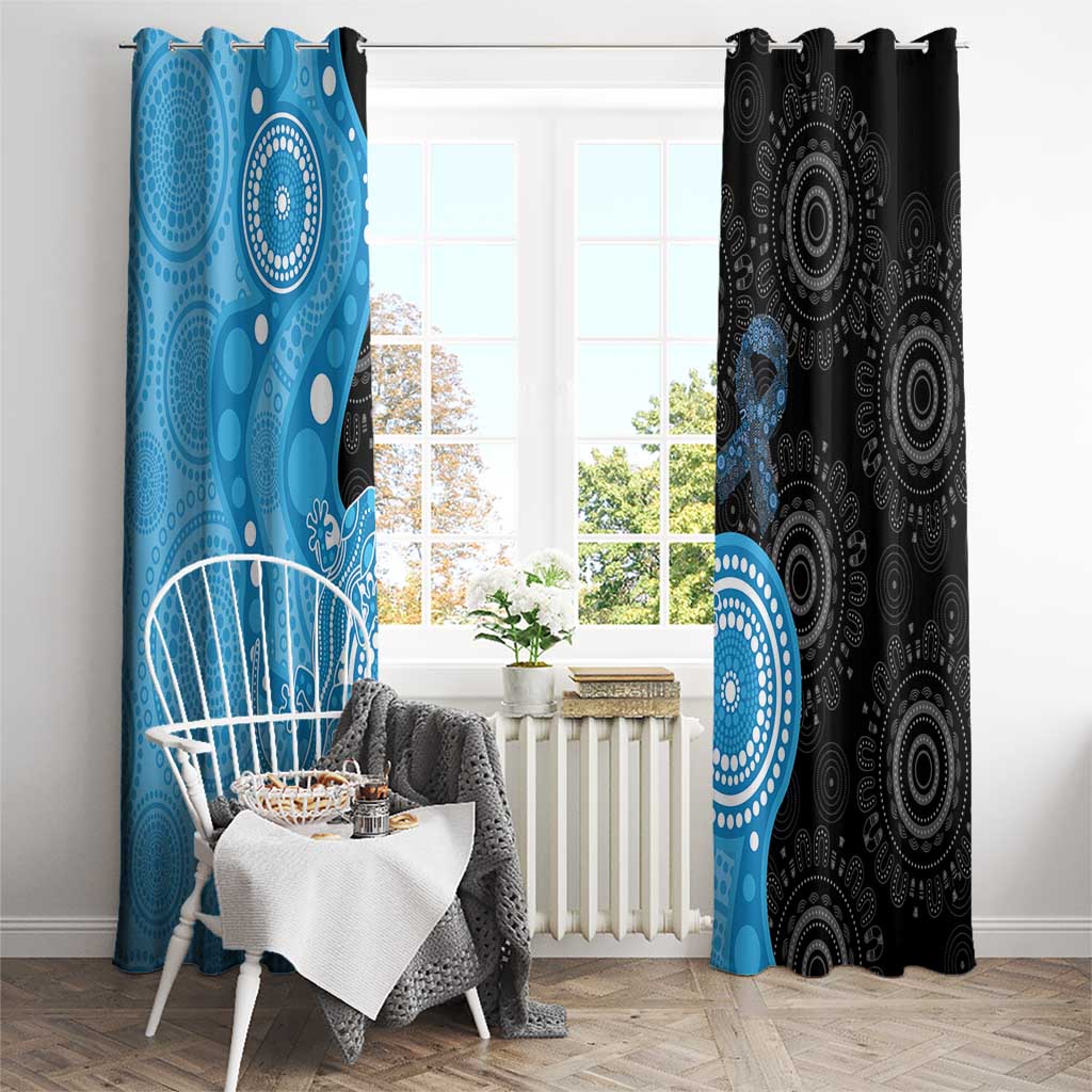 Australia Autism Awareness Month Window Curtain Indigenous Lizard With Blue Ribbon - Aussie Hoodie
