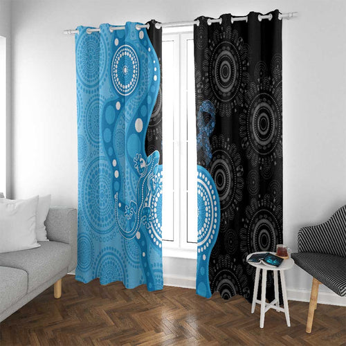 Australia Autism Awareness Month Window Curtain Indigenous Lizard With Blue Ribbon - Aussie Hoodie