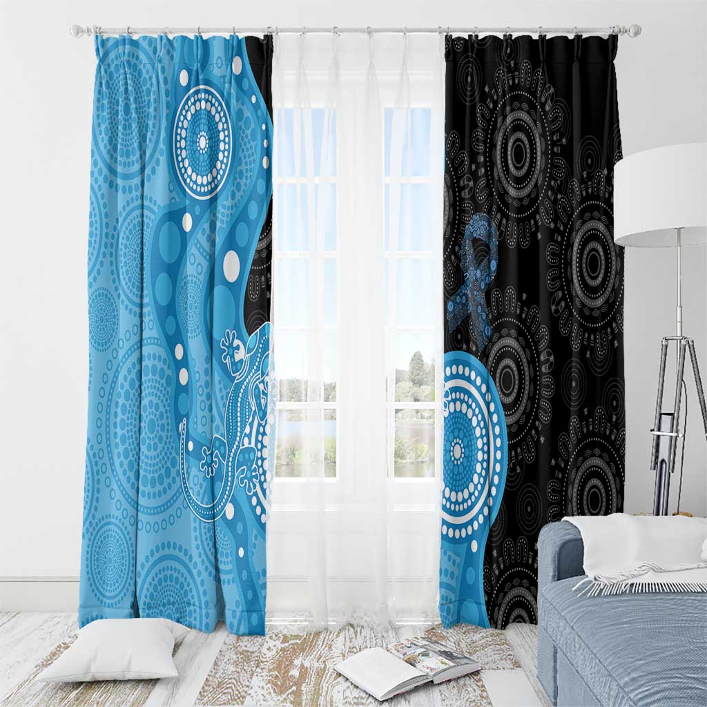 Australia Autism Awareness Month Window Curtain Indigenous Lizard With Blue Ribbon - Aussie Hoodie