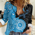 Australia Autism Awareness Month Women Casual Shirt Indigenous Lizard With Blue Ribbon - Aussie Hoodie