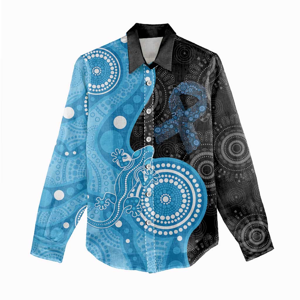 Australia Autism Awareness Month Women Casual Shirt Indigenous Lizard With Blue Ribbon - Aussie Hoodie