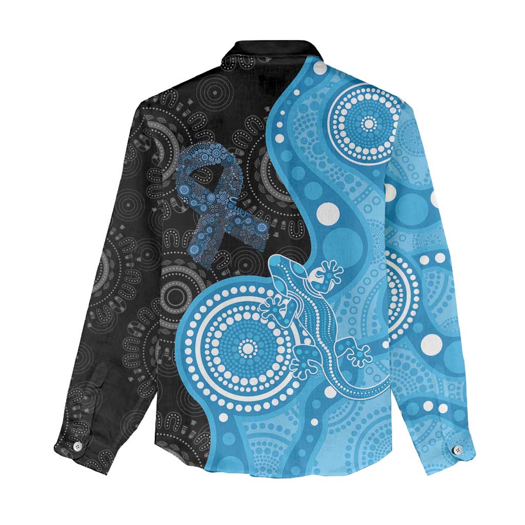 Australia Autism Awareness Month Women Casual Shirt Indigenous Lizard With Blue Ribbon - Aussie Hoodie