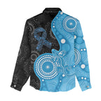 Australia Autism Awareness Month Women Casual Shirt Indigenous Lizard With Blue Ribbon - Aussie Hoodie