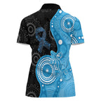 Australia Autism Awareness Month Women Polo Shirt Indigenous Lizard With Blue Ribbon - Aussie Hoodie