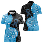 Australia Autism Awareness Month Women Polo Shirt Indigenous Lizard With Blue Ribbon - Aussie Hoodie