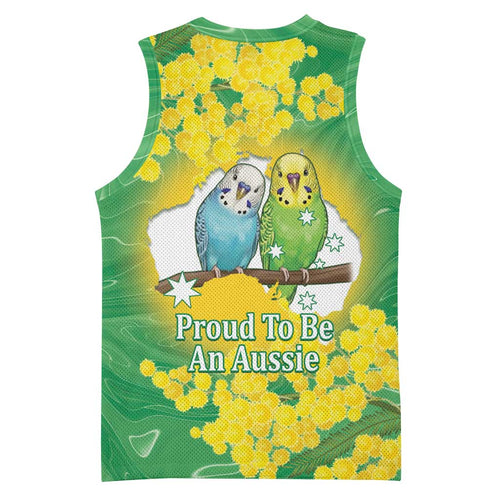 Budgerigar Australia Day Basketball Jersey Proud To Be An Aussie Opal National Color - Aussie Hoodie