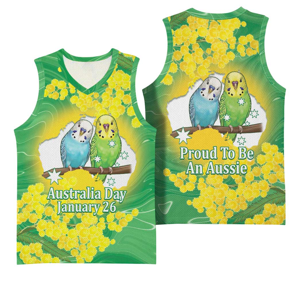 Budgerigar Australia Day Basketball Jersey Proud To Be An Aussie Opal National Color - Aussie Hoodie