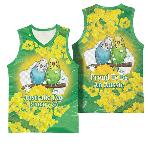 Budgerigar Australia Day Basketball Jersey Proud To Be An Aussie Opal National Color - Aussie Hoodie