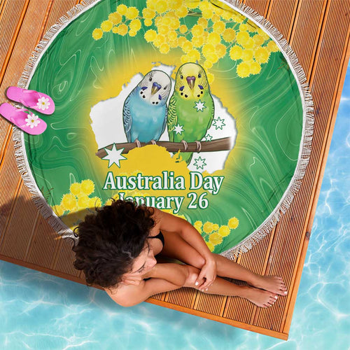 Budgerigar Australia Day Beach Blanket Proud To Be An Aussie Opal National Color - Aussie Hoodie