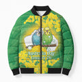 Budgerigar Australia Day Bomber Puffer Jacket Proud To Be An Aussie Opal National Color - Aussie Hoodie