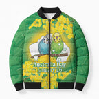 Budgerigar Australia Day Bomber Puffer Jacket Proud To Be An Aussie Opal National Color - Aussie Hoodie