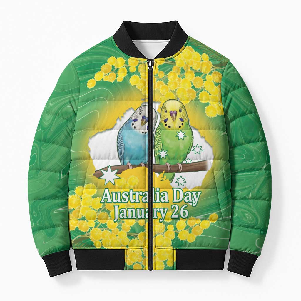 Budgerigar Australia Day Bomber Puffer Jacket Proud To Be An Aussie Opal National Color - Aussie Hoodie