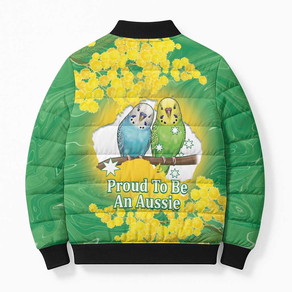 Budgerigar Australia Day Bomber Puffer Jacket Proud To Be An Aussie Opal National Color - Aussie Hoodie