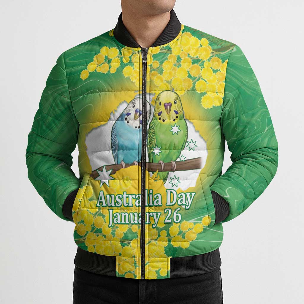 Budgerigar Australia Day Bomber Puffer Jacket Proud To Be An Aussie Opal National Color - Aussie Hoodie