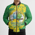 Budgerigar Australia Day Bomber Puffer Jacket Proud To Be An Aussie Opal National Color - Aussie Hoodie