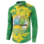 Budgerigar Australia Day Button Sweatshirt Proud To Be An Aussie Opal National Color - Aussie Hoodie
