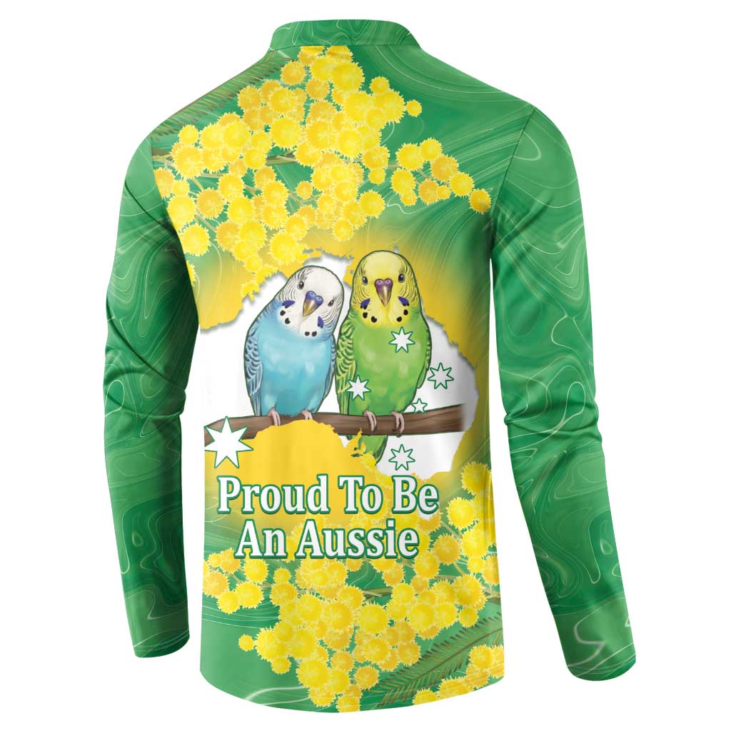Budgerigar Australia Day Button Sweatshirt Proud To Be An Aussie Opal National Color - Aussie Hoodie