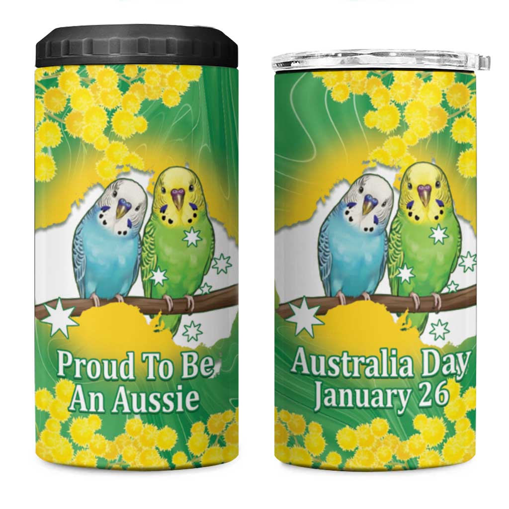 Budgerigar Australia Day 4 in 1 Can Cooler Tumbler Proud To Be An Aussie Opal National Color - Aussie Hoodie