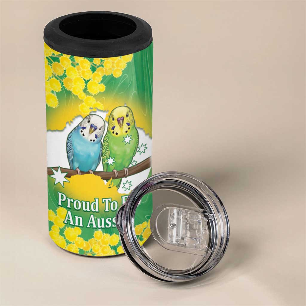 Budgerigar Australia Day 4 in 1 Can Cooler Tumbler Proud To Be An Aussie Opal National Color - Aussie Hoodie