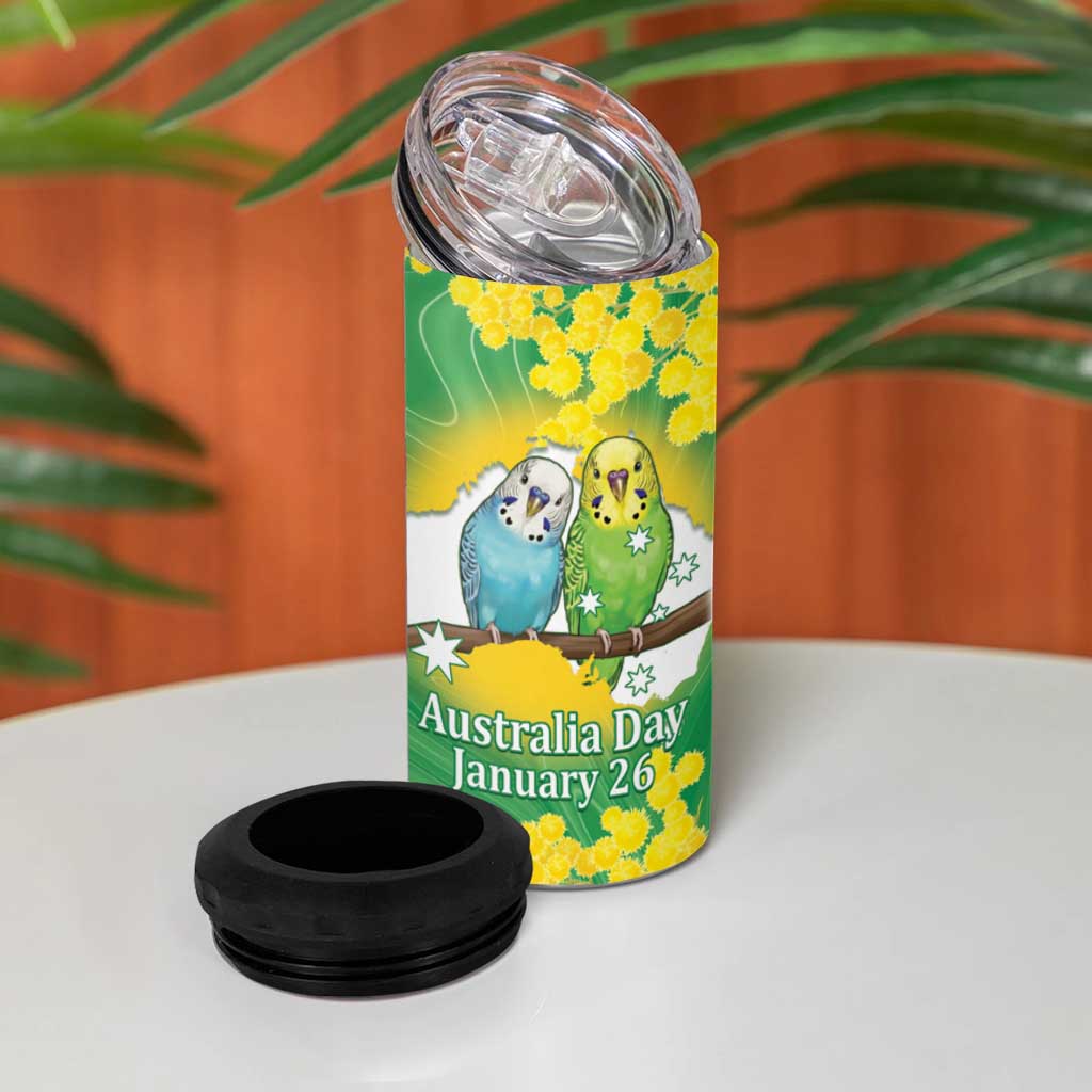 Budgerigar Australia Day 4 in 1 Can Cooler Tumbler Proud To Be An Aussie Opal National Color - Aussie Hoodie