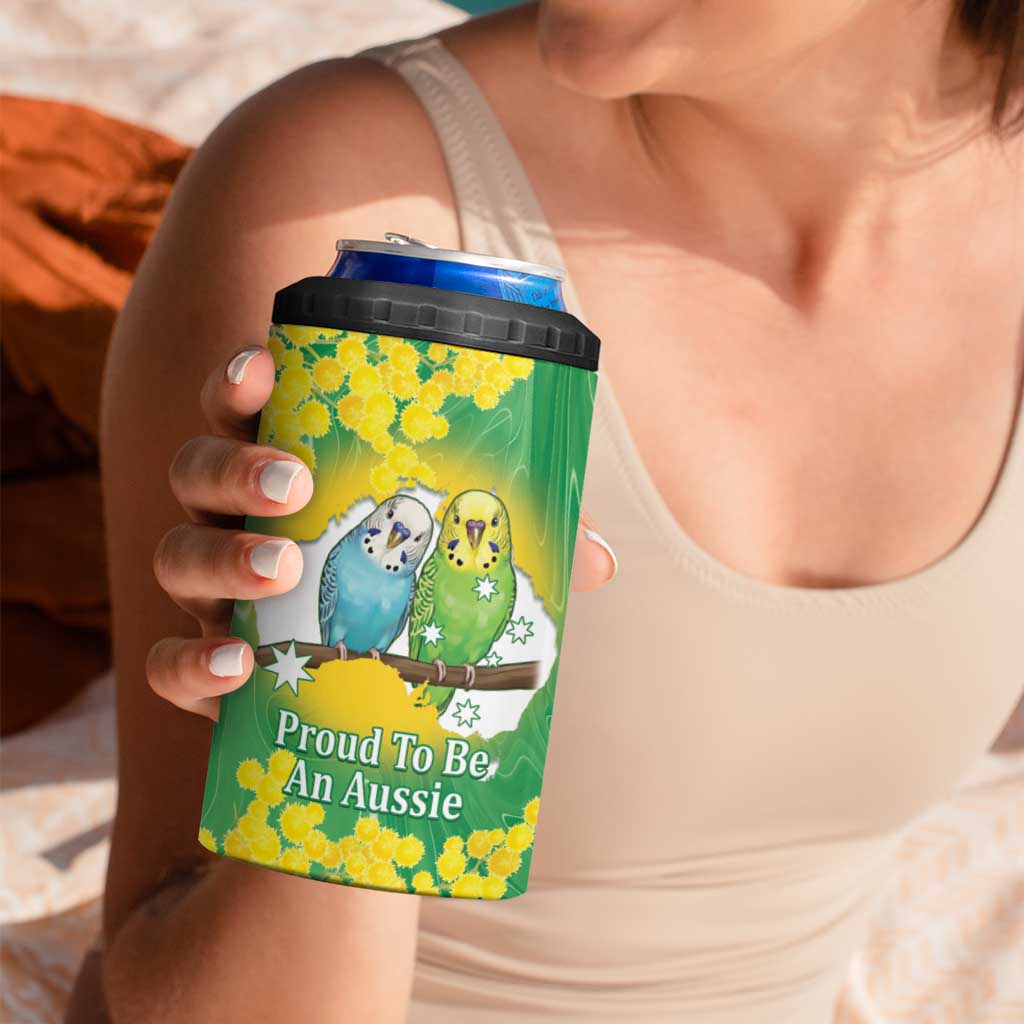 Budgerigar Australia Day 4 in 1 Can Cooler Tumbler Proud To Be An Aussie Opal National Color - Aussie Hoodie