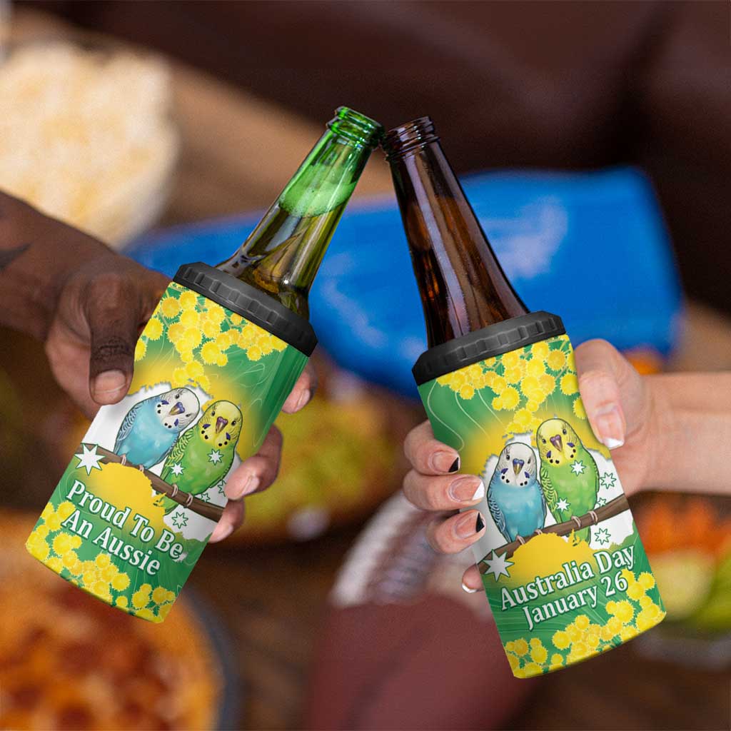Budgerigar Australia Day 4 in 1 Can Cooler Tumbler Proud To Be An Aussie Opal National Color - Aussie Hoodie
