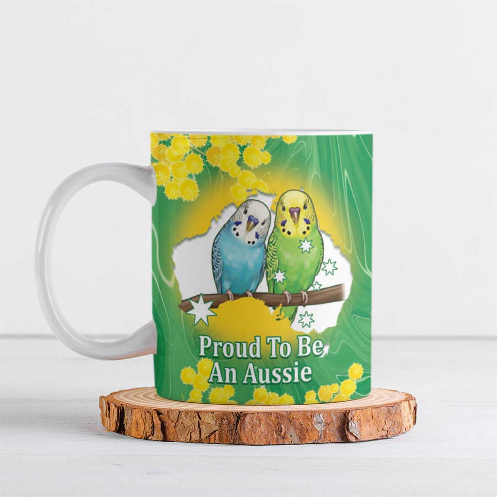 Budgerigar Australia Day Ceramic Mug Proud To Be An Aussie Opal National Color - Aussie Hoodie