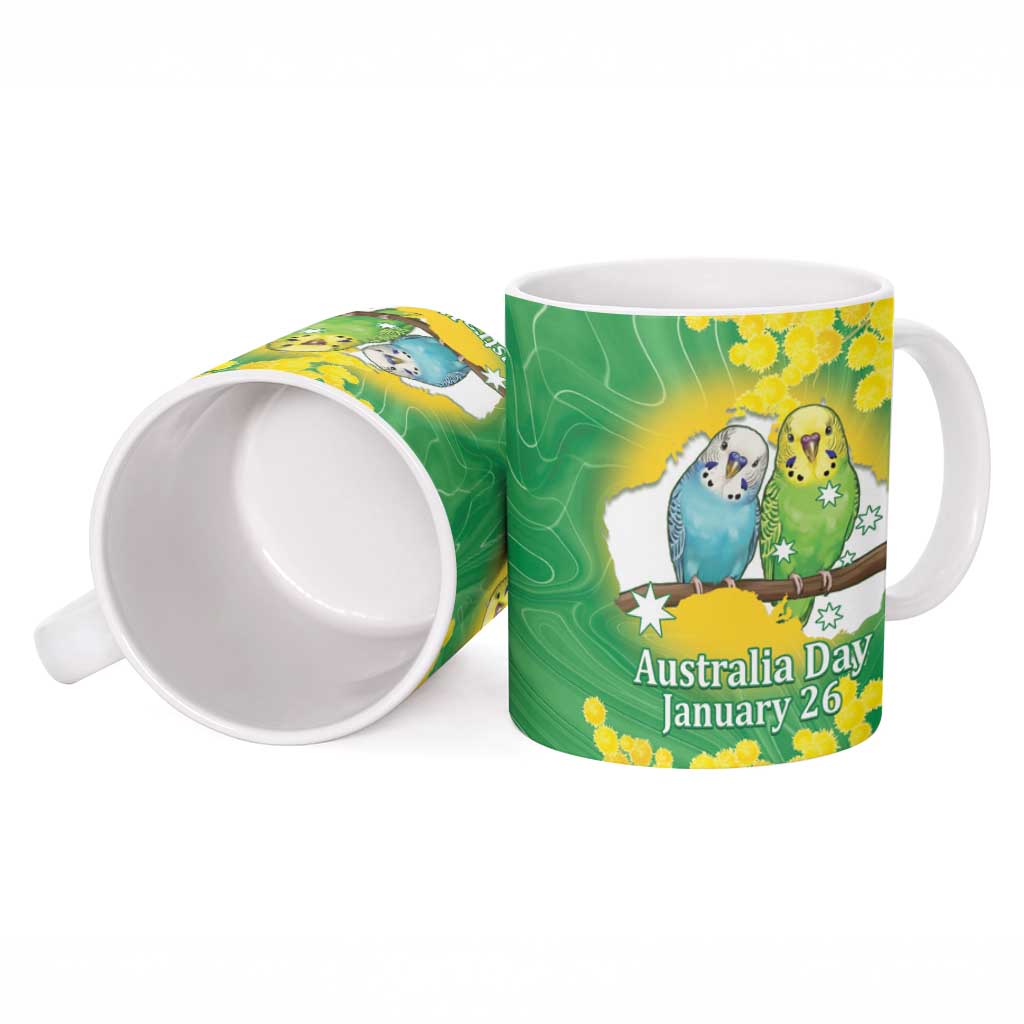 Budgerigar Australia Day Ceramic Mug Proud To Be An Aussie Opal National Color - Aussie Hoodie