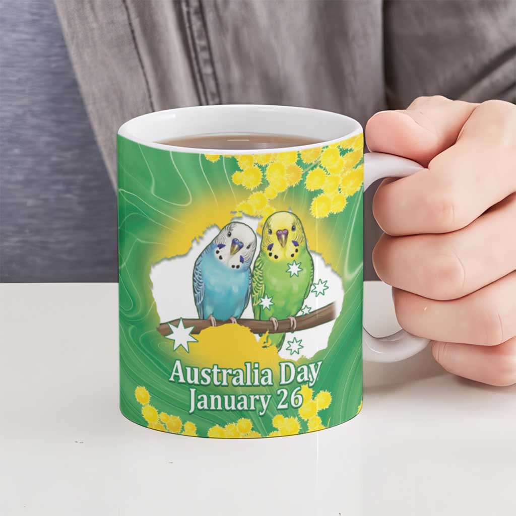 Budgerigar Australia Day Ceramic Mug Proud To Be An Aussie Opal National Color - Aussie Hoodie