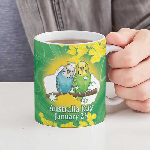 Budgerigar Australia Day Ceramic Mug Proud To Be An Aussie Opal National Color - Aussie Hoodie
