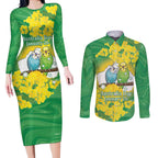 Budgerigar Australia Day Couples Matching Long Sleeve Bodycon Dress and Long Sleeve Button Shirt Proud To Be An Aussie Opal National Color - Aussie Hoodie