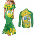 Budgerigar Australia Day Couples Matching Mermaid Dress and Long Sleeve Button Shirt Proud To Be An Aussie Opal National Color - Aussie Hoodie