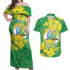Budgerigar Australia Day Couples Matching Off Shoulder Maxi Dress and Hawaiian Shirt Proud To Be An Aussie Opal National Color - Aussie Hoodie
