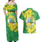 Budgerigar Australia Day Couples Matching Off Shoulder Maxi Dress and Hawaiian Shirt Proud To Be An Aussie Opal National Color - Aussie Hoodie