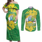 Budgerigar Australia Day Couples Matching Off Shoulder Maxi Dress and Long Sleeve Button Shirt Proud To Be An Aussie Opal National Color - Aussie Hoodie