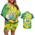 Budgerigar Australia Day Couples Matching Off Shoulder Short Dress and Hawaiian Shirt Proud To Be An Aussie Opal National Color - Aussie Hoodie