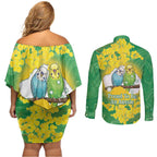 Budgerigar Australia Day Couples Matching Off Shoulder Short Dress and Long Sleeve Button Shirt Proud To Be An Aussie Opal National Color - Aussie Hoodie