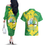 Budgerigar Australia Day Couples Matching Off The Shoulder Long Sleeve Dress and Hawaiian Shirt Proud To Be An Aussie Opal National Color - Aussie Hoodie
