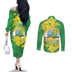 Budgerigar Australia Day Couples Matching Off The Shoulder Long Sleeve Dress and Long Sleeve Button Shirt Proud To Be An Aussie Opal National Color - Aussie Hoodie