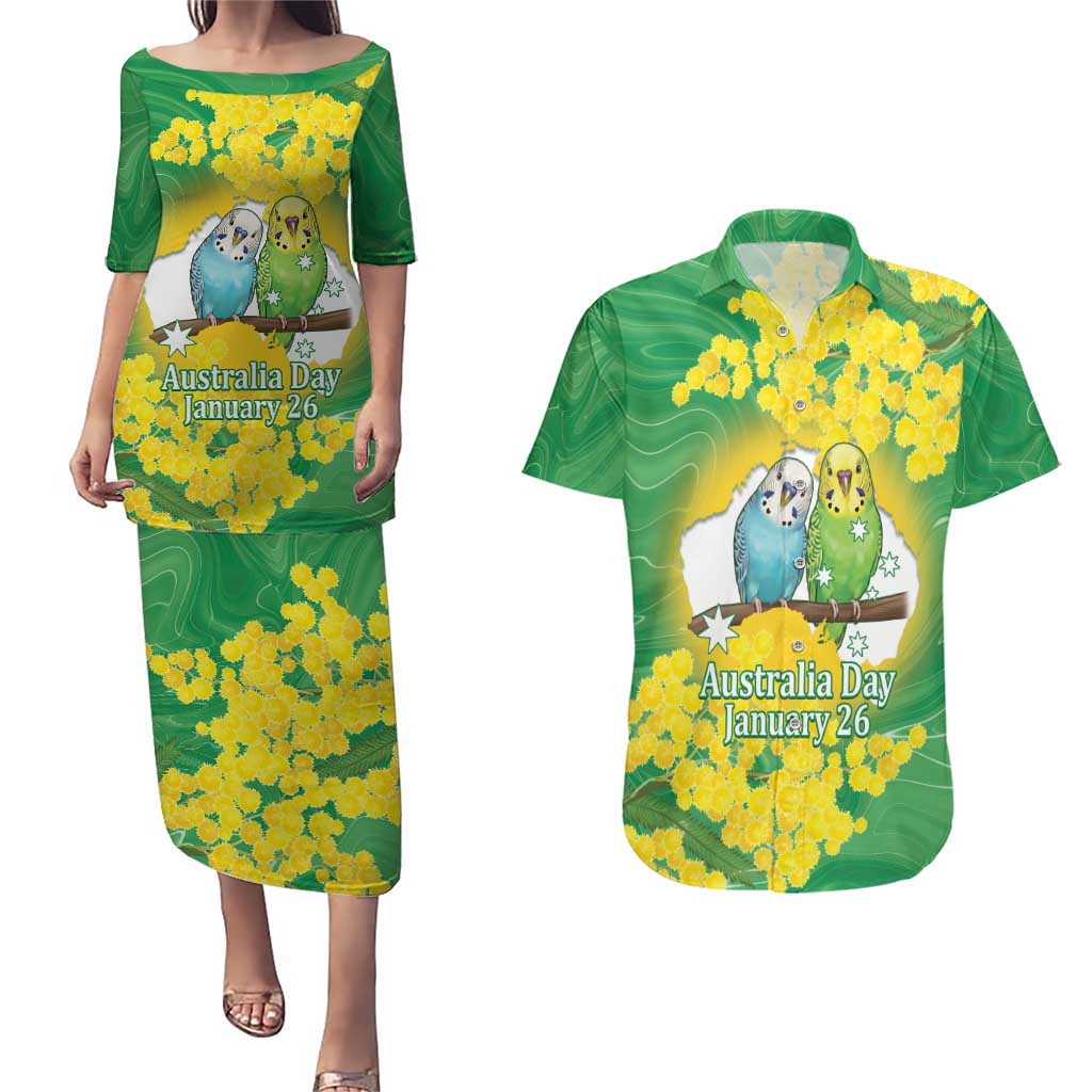 Budgerigar Australia Day Couples Matching Puletasi and Hawaiian Shirt Proud To Be An Aussie Opal National Color - Aussie Hoodie