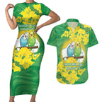 Budgerigar Australia Day Couples Matching Short Sleeve Bodycon Dress and Hawaiian Shirt Proud To Be An Aussie Opal National Color - Aussie Hoodie