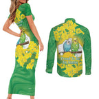 Budgerigar Australia Day Couples Matching Short Sleeve Bodycon Dress and Long Sleeve Button Shirt Proud To Be An Aussie Opal National Color - Aussie Hoodie