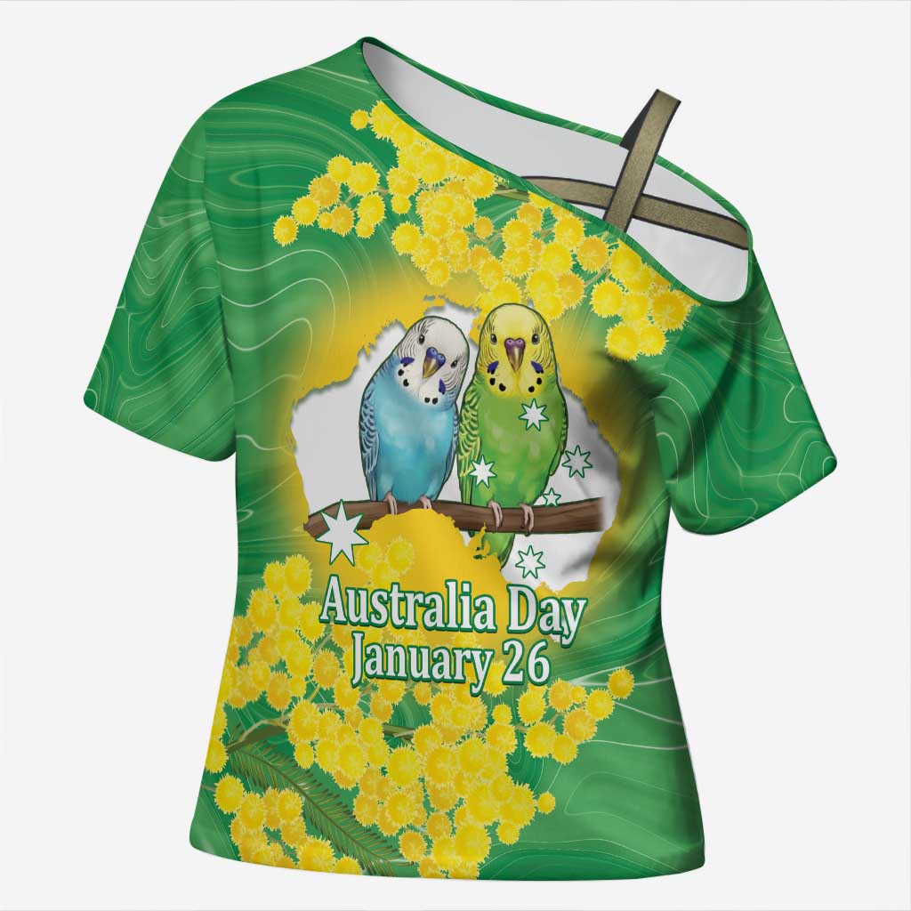 Budgerigar Australia Day Cross Shoulder Shirt Proud To Be An Aussie Opal National Color - Aussie Hoodie
