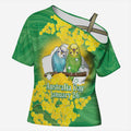 Budgerigar Australia Day Cross Shoulder Shirt Proud To Be An Aussie Opal National Color - Aussie Hoodie