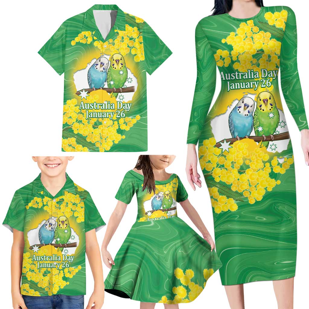 Budgerigar Australia Day Family Matching Long Sleeve Bodycon Dress and Hawaiian Shirt Proud To Be An Aussie Opal National Color - Aussie Hoodie