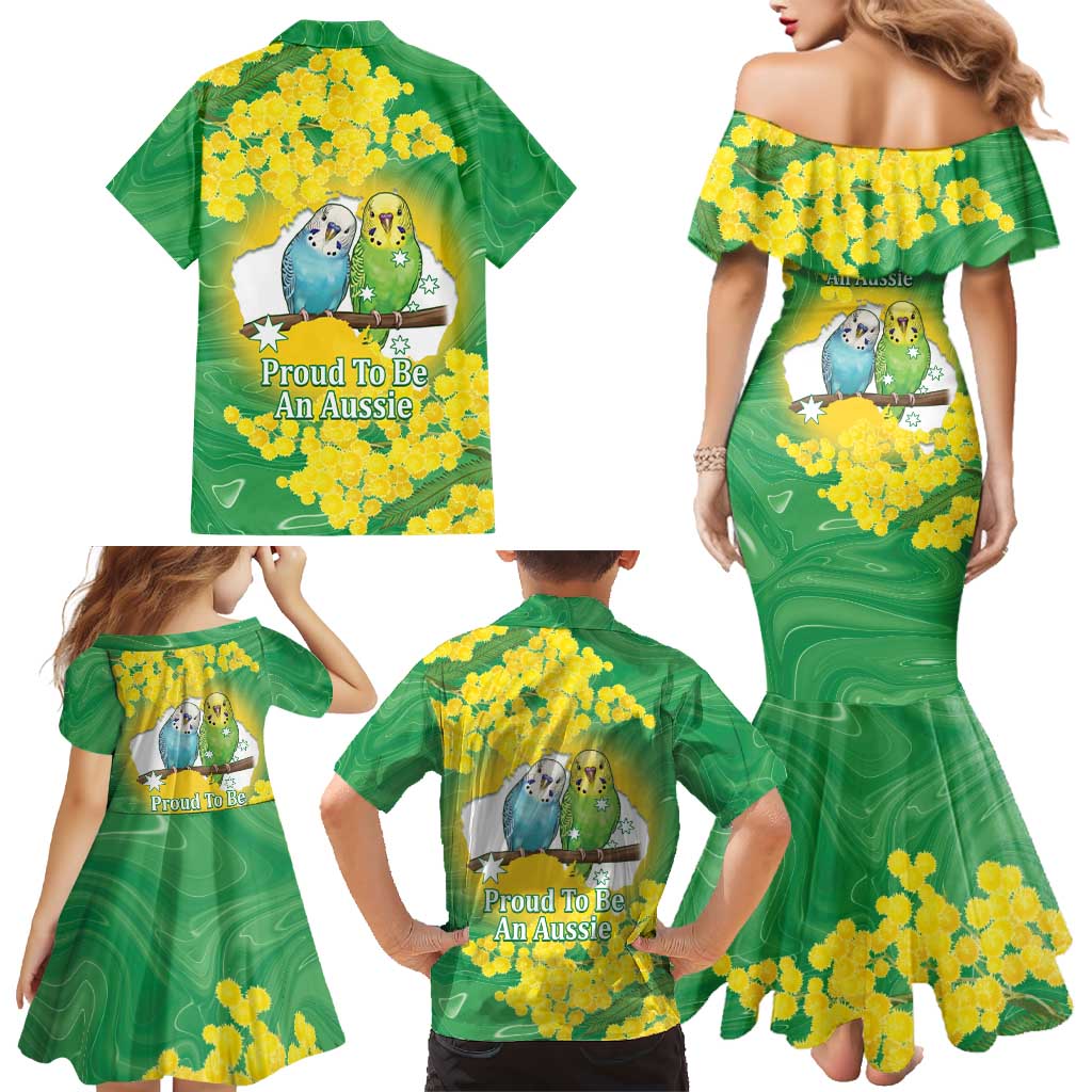 Budgerigar Australia Day Family Matching Mermaid Dress and Hawaiian Shirt Proud To Be An Aussie Opal National Color - Aussie Hoodie