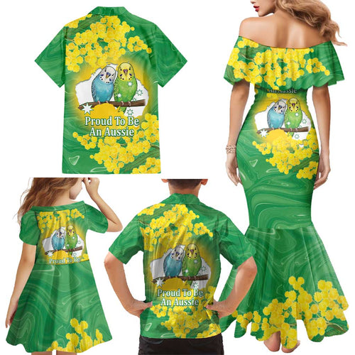 Budgerigar Australia Day Family Matching Mermaid Dress and Hawaiian Shirt Proud To Be An Aussie Opal National Color - Aussie Hoodie
