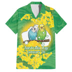 Budgerigar Australia Day Family Matching Off The Shoulder Long Sleeve Dress and Hawaiian Shirt Proud To Be An Aussie Opal National Color - Aussie Hoodie
