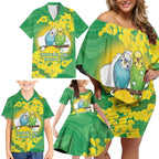Budgerigar Australia Day Family Matching Off Shoulder Short Dress and Hawaiian Shirt Proud To Be An Aussie Opal National Color - Aussie Hoodie