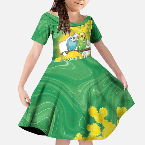 Budgerigar Australia Day Family Matching Off Shoulder Short Dress and Hawaiian Shirt Proud To Be An Aussie Opal National Color - Aussie Hoodie